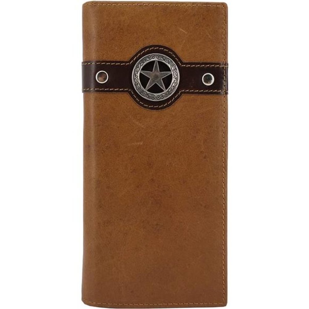 Western Cowboy Wallet for Men RFID Blocking Leather Bifold Tall Wallet Brown